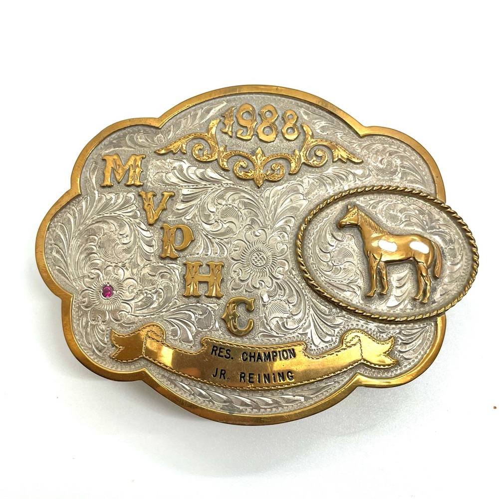 Sterling Overly Ruby Champion Broken Horn Buckle